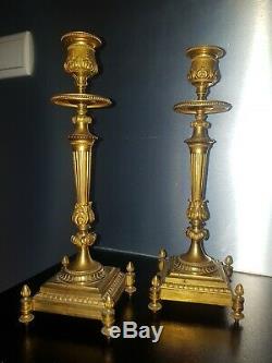 Bronze Candlesticks Pair Of Gilded Louis Napoleon 3 16 Period Xixth Old Candelstick