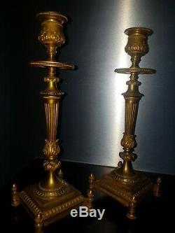 Bronze Candlesticks Pair Of Gilded Louis Napoleon 3 16 Period Xixth Old Candelstick