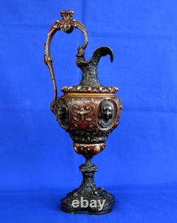 Bronze Ewer in Renaissance Style, Napoleon III Period, 19th Century