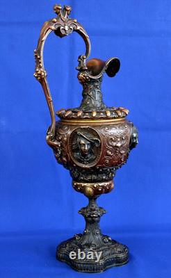 Bronze Ewer in Renaissance Style, Napoleon III Period, 19th Century