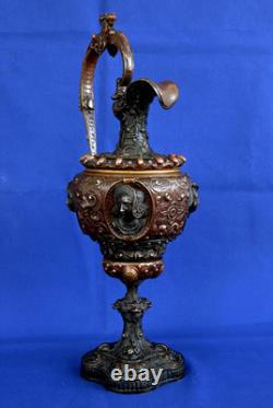 Bronze Ewer in Renaissance Style, Napoleon III Period, 19th Century
