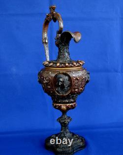 Bronze Ewer in Renaissance Style, Napoleon III Period, 19th Century