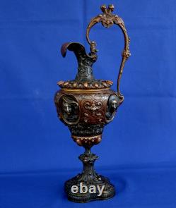 Bronze Ewer in Renaissance Style, Napoleon III Period, 19th Century