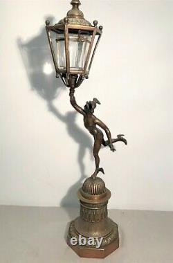 Bronze God Hermès Nightlight Lantern Era Xixth Century