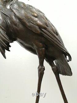 Bronze Of Heron Fishing Time Work Nineteenth French Bronze Animal