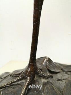 Bronze Of Heron Fishing Time Work Nineteenth French Bronze Animal