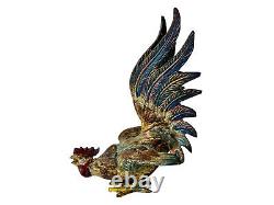 Bronze Of Vienna Polychrome Subject Animalier Coq Singing Sculpture Age 19th