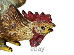 Bronze Of Vienna Polychrome Subject Animalier Coq Singing Sculpture Age 19th