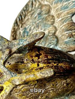 Bronze Of Vienna Polychrome Subject Animalier Coq Singing Sculpture Age 19th