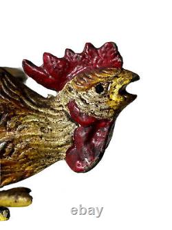 Bronze Of Vienna Polychrome Subject Animalier Coq Singing Sculpture Age 19th