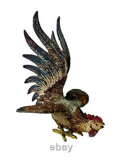 Bronze Of Vienna Polychrome Subject Animalier Coq Singing Sculpture Age 19th