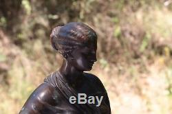 Bronze Patina Old Woman Draped Age XIX