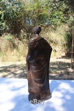 Bronze Patina Old Woman Draped Age XIX