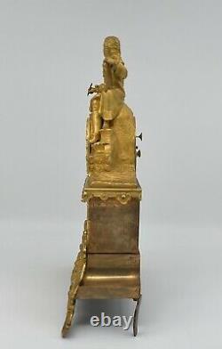 Bronze Pendule Dore Epoque Restoration Xixeme Dial Email Man At Book M135