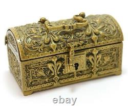 Bronze Renaissance-style Jewelry Box Decorated With Lily Flowers 19th Century