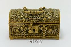 Bronze Renaissance-style Jewelry Box Decorated With Lily Flowers 19th Century