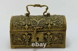 Bronze Renaissance-style Jewelry Box Decorated With Lily Flowers 19th Century