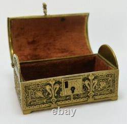 Bronze Renaissance-style Jewelry Box Decorated With Lily Flowers 19th Century