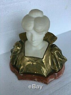 Bronze Sculpture Old Gold And Marble Nineteenth End Time 1900 Art Nouveau