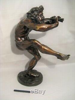 Bronze Sculpture Signed Lequesne Dancing Fauna Time Nineteenth Century