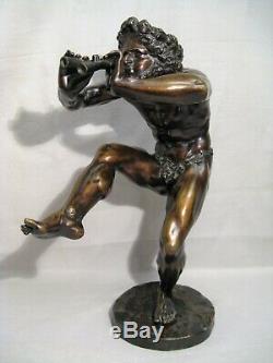 Bronze Sculpture Signed Lequesne Dancing Fauna Time Nineteenth Century