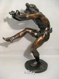 Bronze Sculpture Signed Lequesne Dancing Fauna Time Nineteenth Century