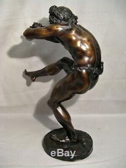 Bronze Sculpture Signed Lequesne Dancing Fauna Time Nineteenth Century