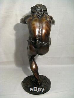 Bronze Sculpture Signed Lequesne Dancing Fauna Time Nineteenth Century