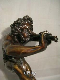 Bronze Sculpture Signed Lequesne Dancing Fauna Time Nineteenth Century