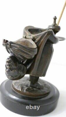 Bronze Statuette, Incense Holder, Black Man, Nubian, 19th Century