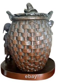 Bronze by Emile CARLIER, tobacco jar, 19th century, “Au clair de la lune”
