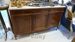 Buffet, Louis XVI Sideboard Commode Mahogany And Marble White, Late Nineteenth Time