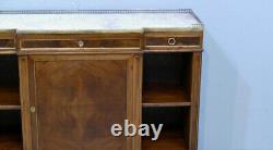 Buffet Sideboard Louis XVI in Mahogany, Brass Inlays and Marble, 19th Century Period