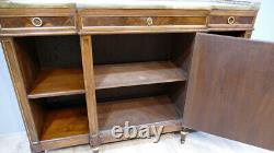 Buffet Sideboard Louis XVI in Mahogany, Brass Inlays and Marble, 19th Century Period