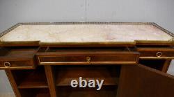 Buffet Sideboard Louis XVI in Mahogany, Brass Inlays and Marble, 19th Century Period