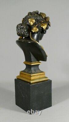 Bust From Antinous Ancient Bronze Skating And Golden, Era Xixth