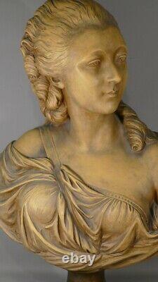 Bust Of Madame Du Barry D'après Augustin Pajou En Terre Cuite, 19th Century