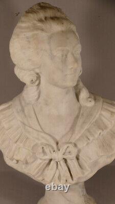 Bust Of Young Woman In Marble Signed In Bartel, Era Xixth