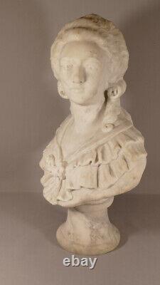 Bust Of Young Woman In Marble Signed In Bartel, Era Xixth