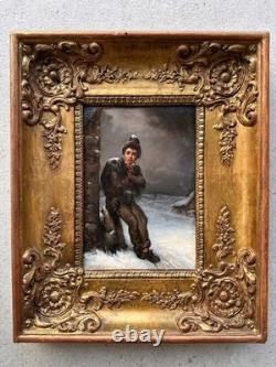 C. 1850+young Chimney Sweep +oil MI 19th century +splendid+period frame++