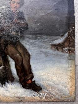 C. 1850+young Chimney Sweep +oil MI 19th century +splendid+period frame++