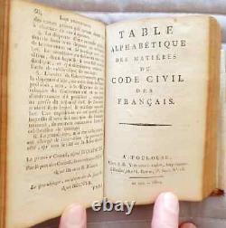 C1 Napoleon CIVIL Code 1804 Toulouse Relie Full Cuir D Époque Rare