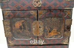 Cabinet Decor Lacquered Box Mount Fuji And Paon Japan Era Xixth