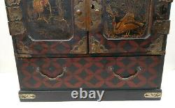 Cabinet Decor Lacquered Box Mount Fuji And Paon Japan Era Xixth