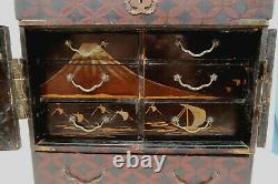 Cabinet Decor Lacquered Box Mount Fuji And Paon Japan Era Xixth