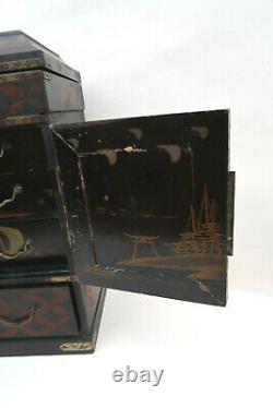 Cabinet Decor Lacquered Box Mount Fuji And Paon Japan Era Xixth