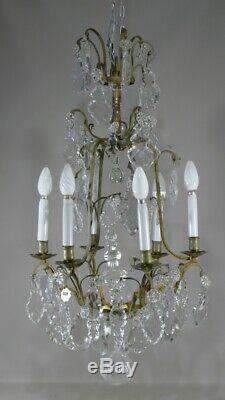 Cage Chandelier Crystal Glass And Bronze Era XIX Louis XV Style