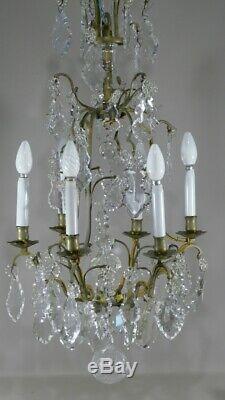 Cage Chandelier Crystal Glass And Bronze Era XIX Louis XV Style