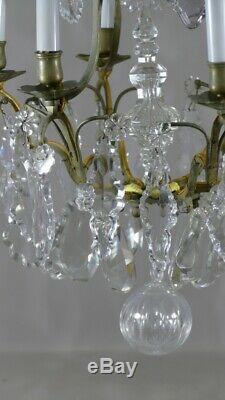 Cage Chandelier Crystal Glass And Bronze Era XIX Louis XV Style