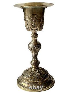 Calice And Patène Silver Massive Vermeil Period 19th Religiosa Antique Chalice